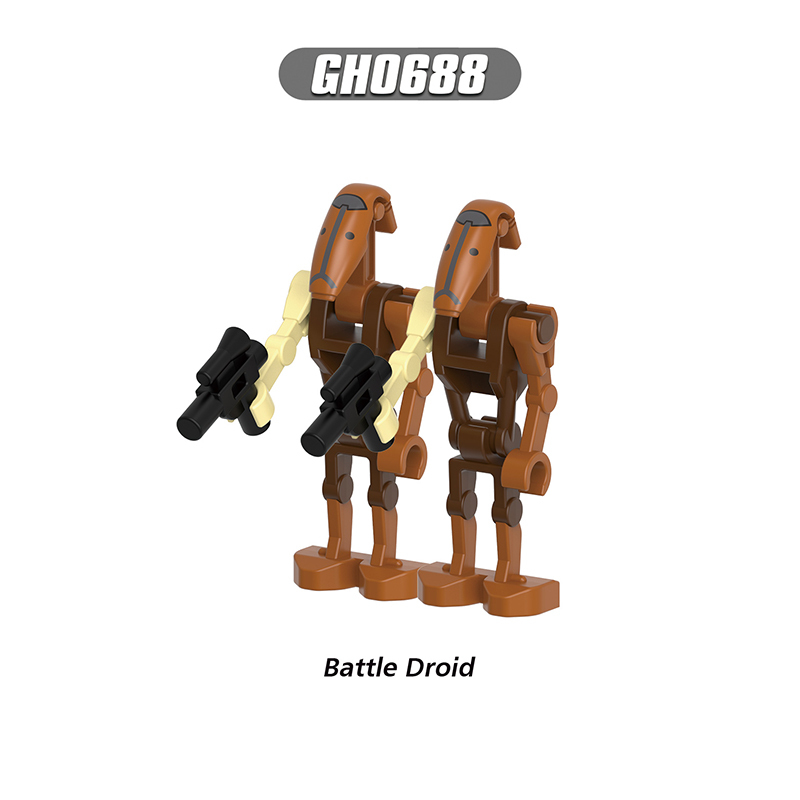 C009-014 Star Wars Minifigures Building Blocks Battle Droid Super Battle Droid Roger Action Mini Figures Assemble MOC DIY Weapon Game Bricks Educational Toys Gift for Children Boys