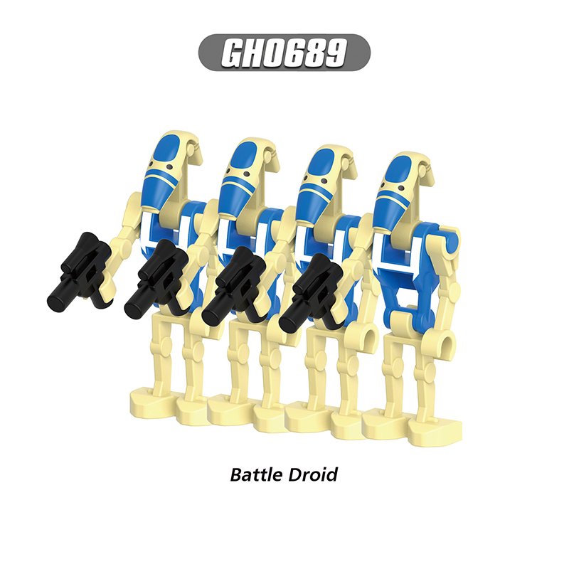 C009-014 Star Wars Minifigures Building Blocks Battle Droid Super Battle Droid Roger Action Mini Figures Assemble MOC DIY Weapon Game Bricks Educational Toys Gift for Children Boys