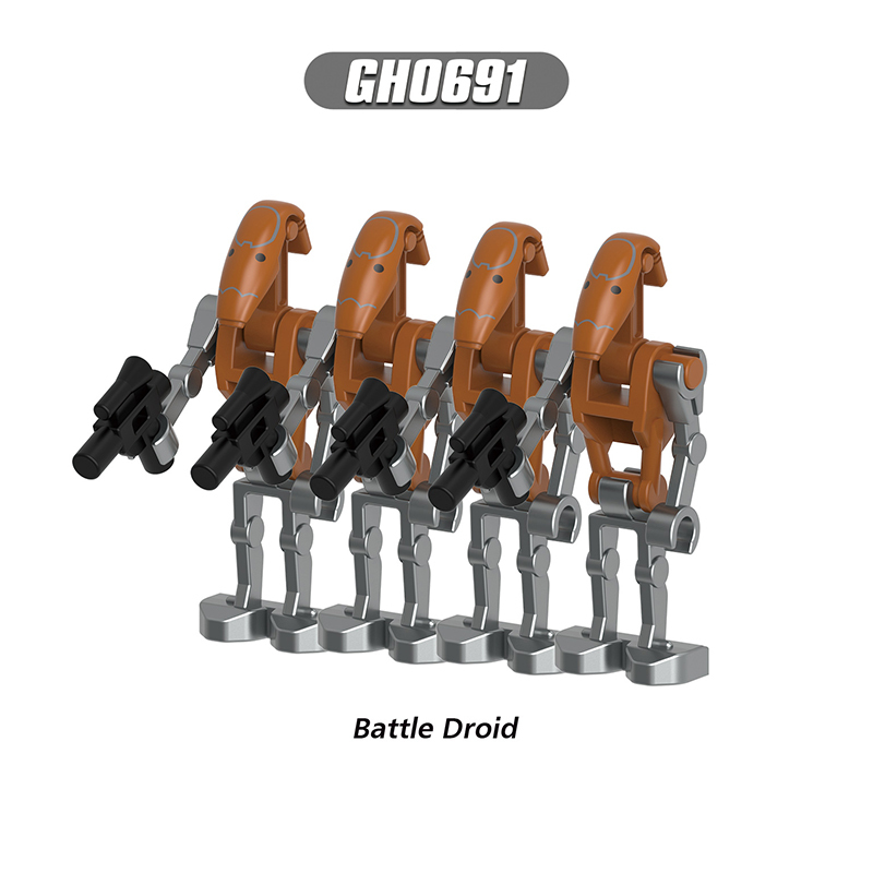 C009-014 Star Wars Minifigures Building Blocks Battle Droid Super Battle Droid Roger Action Mini Figures Assemble MOC DIY Weapon Game Bricks Educational Toys Gift for Children Boys