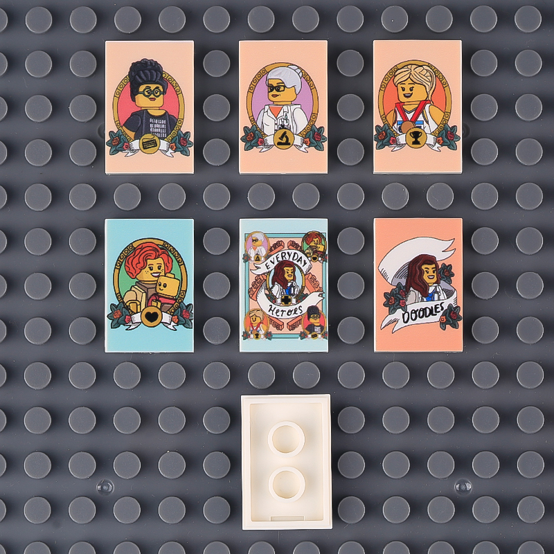 MOC City Medieval Posters Series Minifigs Wolfpack Skeleton Building Blocks Robin Printed Piece Compatible Toys Gift