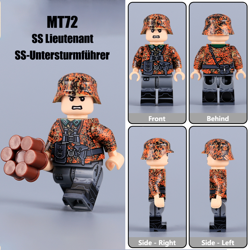 MTZ66-71 Military WW2 German Soldier Action Figures Spring Oak Leaf Camouflage Camo Pattern Army 98K STG44 Building Blocks Weapons Gun Toys Boys