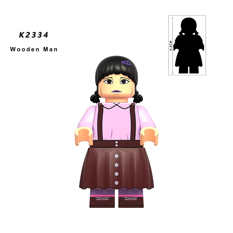 K2234 Squid Game Action Figures Wooden Man Minifigs Movies Action Figures Building Blocks Kids Puzzle Birthday Gifts Boys