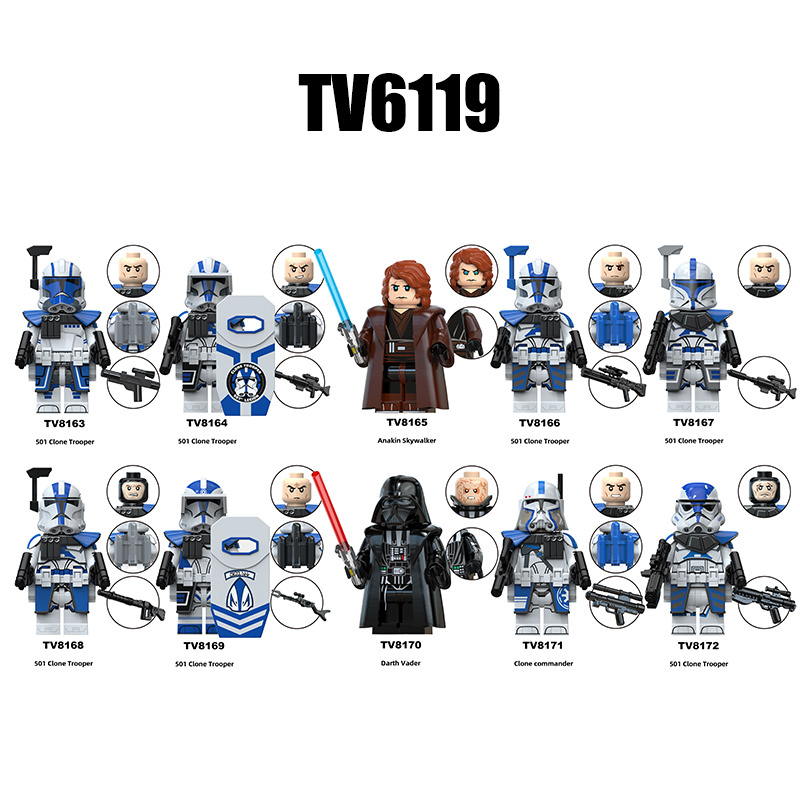 TV6119 Star Wars Series Minifigs Building Blocks 501 Clone Trooper Action Figures Anakin Skywalker Model Ameican Action Toys Gifts