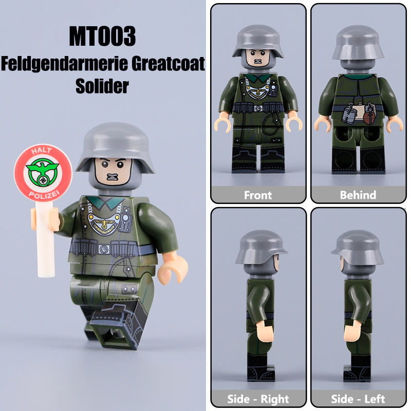 WW2 Military German Soliders Action Figures MT003 Building Blocks MT006 MP40 Army Minifigs War Weapon Accessories Models Toys
