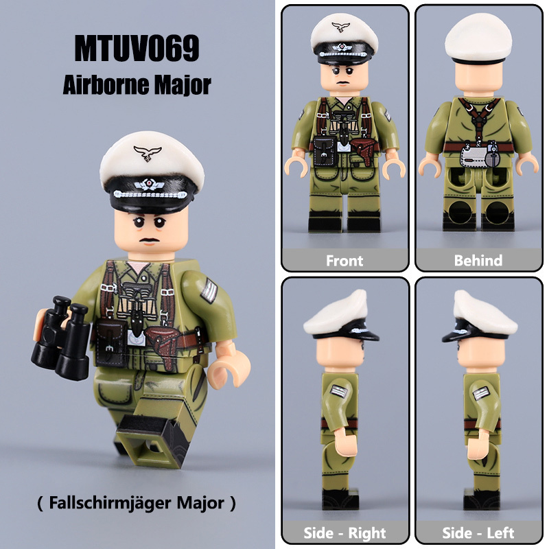 MTUV068-070 Military German Air Force Luftwaffe Soldier Action Figures Mountain Division Lieutenant Building Blocks Children Toys Boys