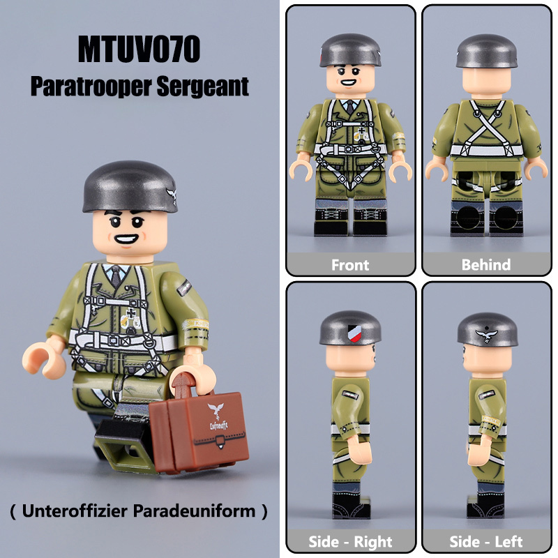 MTUV068-070 Military German Air Force Luftwaffe Soldier Action Figures Mountain Division Lieutenant Building Blocks Children Toys Boys
