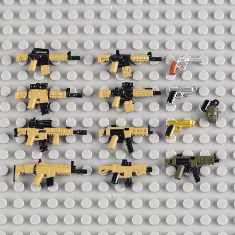 MOC City Military M4-SBR M4A1 M4A4 Accessories Building Blocks Gun Weapons M4 w/ Scope Silenced Container Toys Boys Gift
