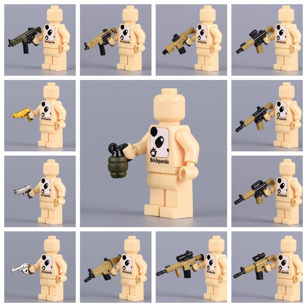 MOC City Military M4-SBR M4A1 M4A4 Accessories Building Blocks Gun Weapons M4 w/ Scope Silenced Container Toys Boys Gift