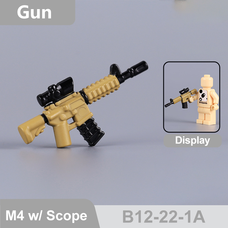 MOC City Military M4-SBR M4A1 M4A4 Accessories Building Blocks Gun Weapons M4 w/ Scope Silenced Container Toys Boys Gift