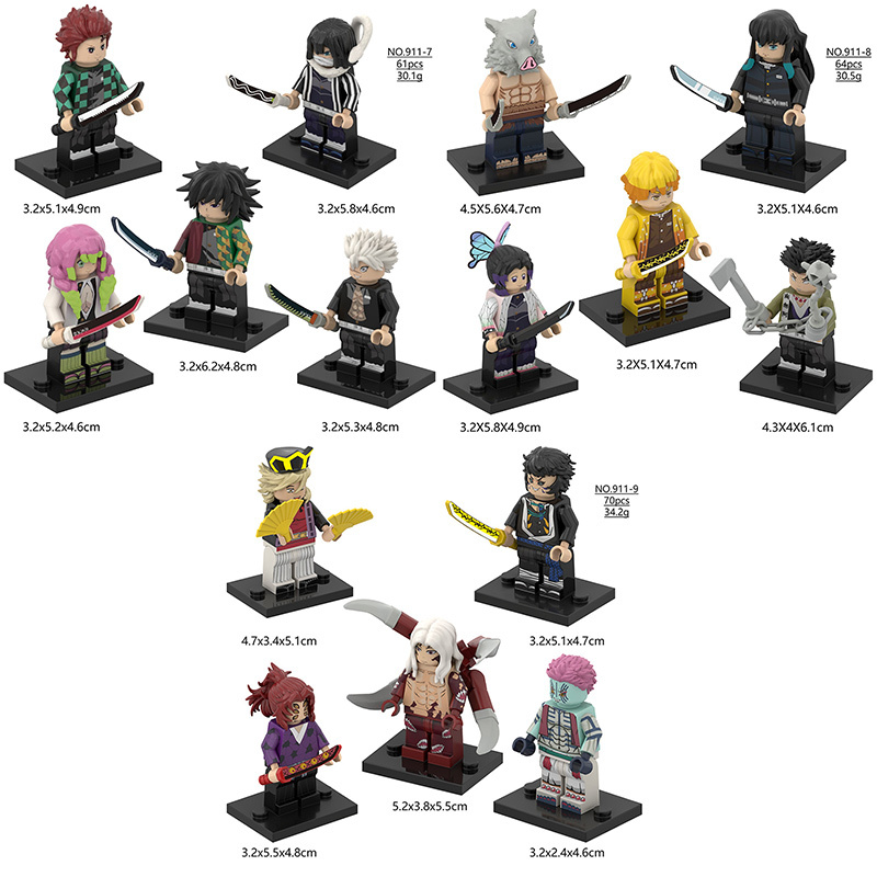 WM6162 Demon Slayer Minifigs Building Blocks Nakime Kamado Tanjirou Kaigaku Tamayo Gyokko Enmu Figures Bricks Model Prats Toys
