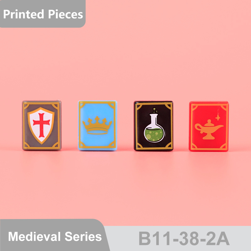 MOC City Medieval Posters Series Minifigs Wolfpack Skeleton Building Blocks Robin Printed Piece Compatible Toys Gift