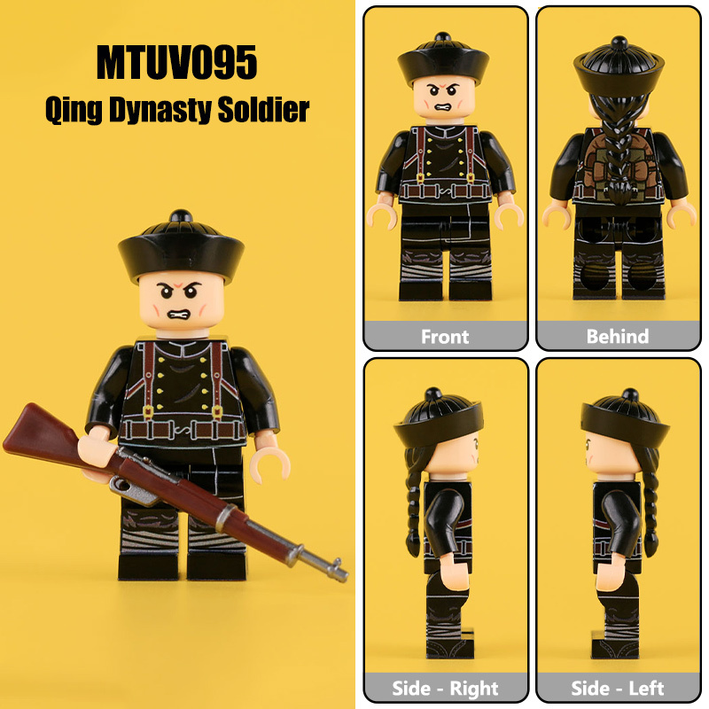 MTUV090-093 Military the Qing Dynasty Army Sentinel Minifigs Building Blocks Horse Soldiers War Weapon Accessories Models Toys