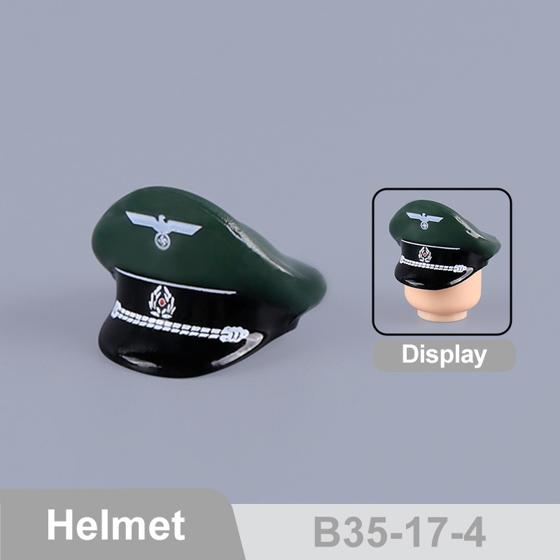 WW2 Military German Helmet Building Blocks Army Officer Soldier Figures Hat Head Coat War Accessories Weapon Gun Bricks Gift Boy