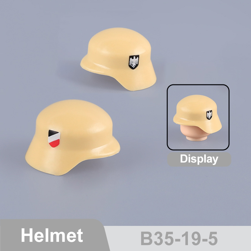 MOC WW2 Military German Helmet Building Blocks Army Officer M35 Camouflage Soldier Figures Hat Head Coat War Accessories Weapon Gun Bricks Gift Boy