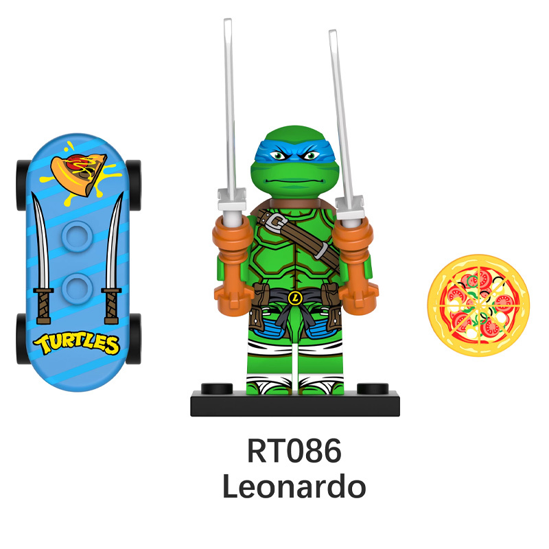 RT086-089 American Anime Teenage Mutant Ninja Turtles Minifigs Building Blocks Weapon Accessories Raphael Donatello Children Gifts Toy