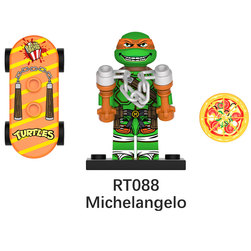 RT086-089 American Anime Teenage Mutant Ninja Turtles Minifigs Building Blocks Weapon Accessories Raphael Donatello Children Gifts Toy