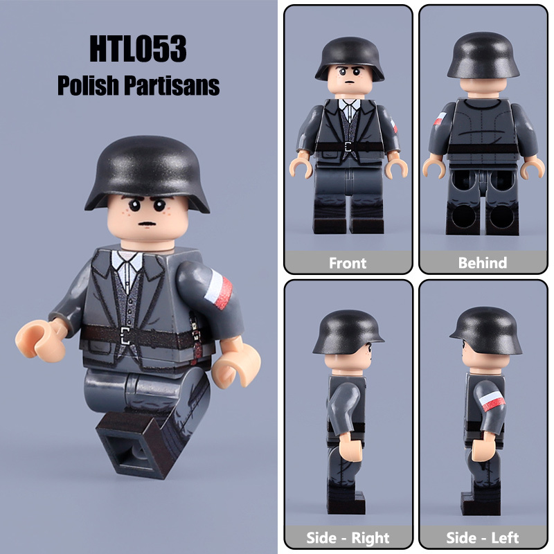 HTL053-055 WW2 Military Polish Partisans Armia Ludowa AL Minifigs Building Blocks UV Printing High-Ranking Officer Army  Soldier Bricks Toys