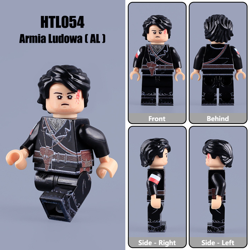 HTL053-055 WW2 Military Polish Partisans Armia Ludowa AL Minifigs Building Blocks UV Printing High-Ranking Officer Army  Soldier Bricks Toys
