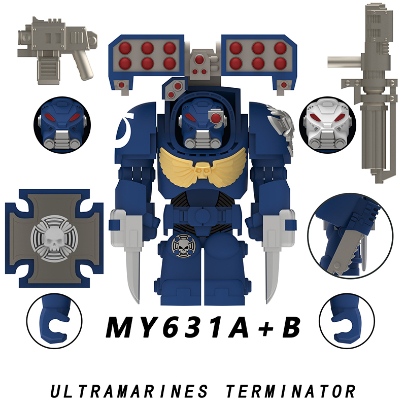 MY621-625 British Game Ultramarines Warhammer Blood Angels Minifigs Building Blocks Seraphim Geminae Superia Armour Helmet Toys Gift Boy