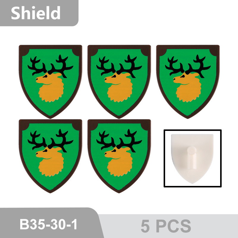 MOC Medieval Military Series Shield War Weapon Pack  Elk Building Blocks Soliders Action Figures Gun Accessories Brick Toys 3846