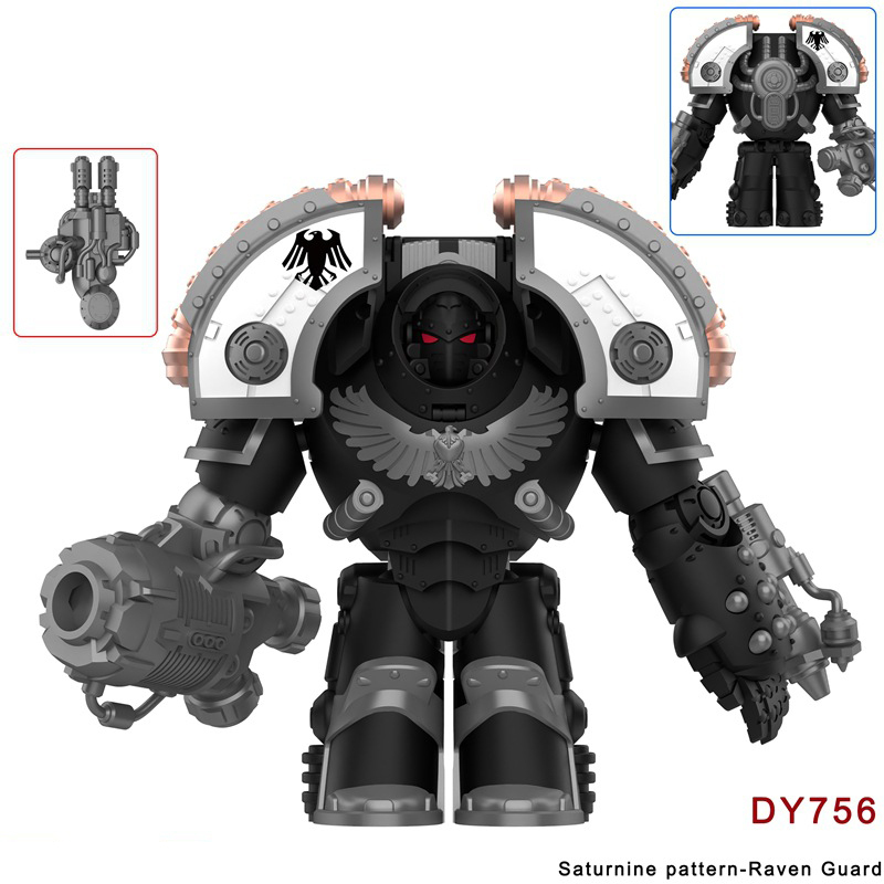 DY756-759 British Game Warhammer Saturnine Patten-Raven Guard Minifigs Building Blocks Warrior Ultramarines Imperial Armour Helmet Toys Gift Boy