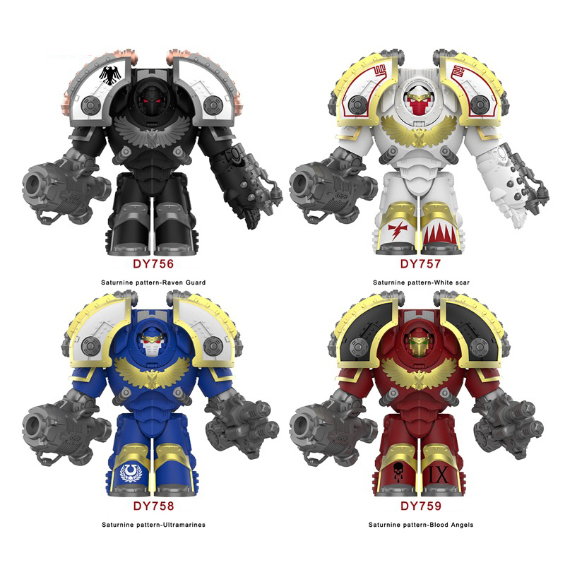 DY756-759 British Game Warhammer Saturnine Patten-Raven Guard Minifigs Building Blocks Warrior Ultramarines Imperial Armour Helmet Toys Gift Boy