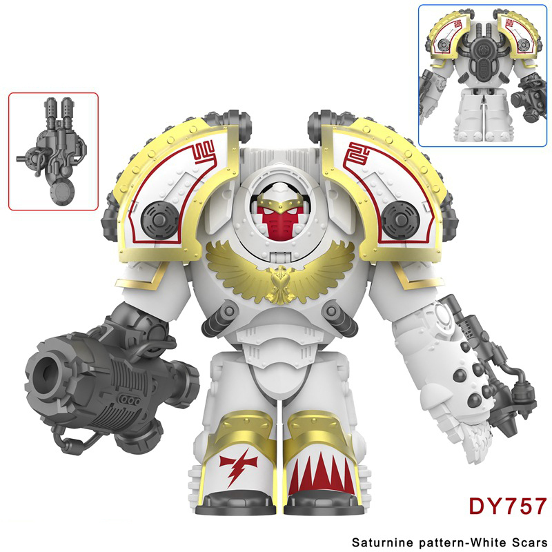 DY756-759 British Game Warhammer Saturnine Patten-Raven Guard Minifigs Building Blocks Warrior Ultramarines Imperial Armour Helmet Toys Gift Boy