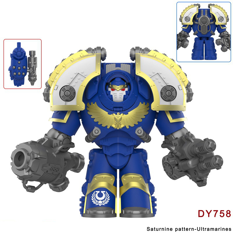 DY756-759 British Game Warhammer Saturnine Patten-Raven Guard Minifigs Building Blocks Warrior Ultramarines Imperial Armour Helmet Toys Gift Boy