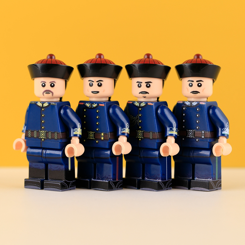 MTUV102-105 Military the Qing Dynasty Army Sentinel Bandsman Minifigs Building Blocks Horse Soldiers War Weapon Accessories Models Toys