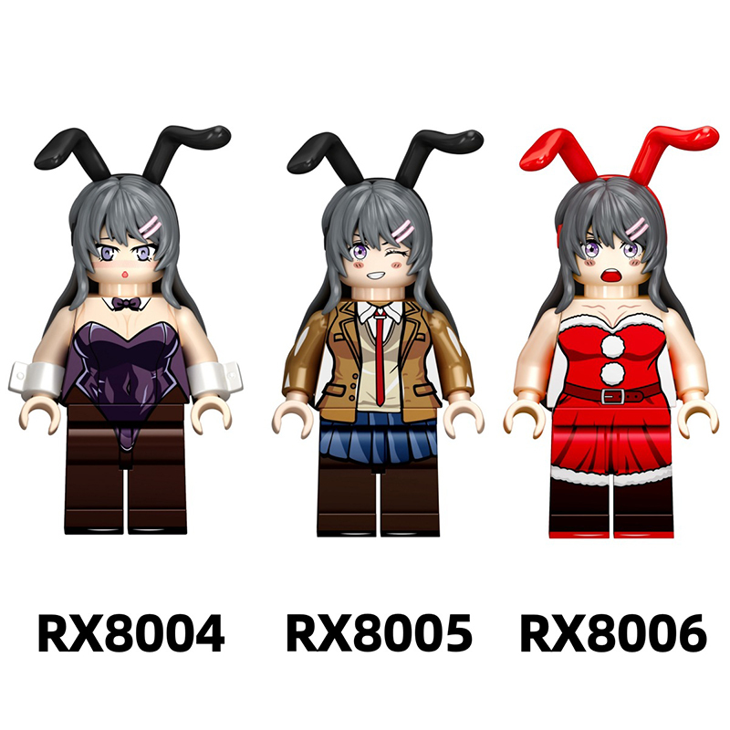 RX8101 RX8102 Japanese Anime Yahari Ore no Seishun Love Comedy wa Machigatteiru Action Figure Building Blocks Sakurajima Mai Children Gift