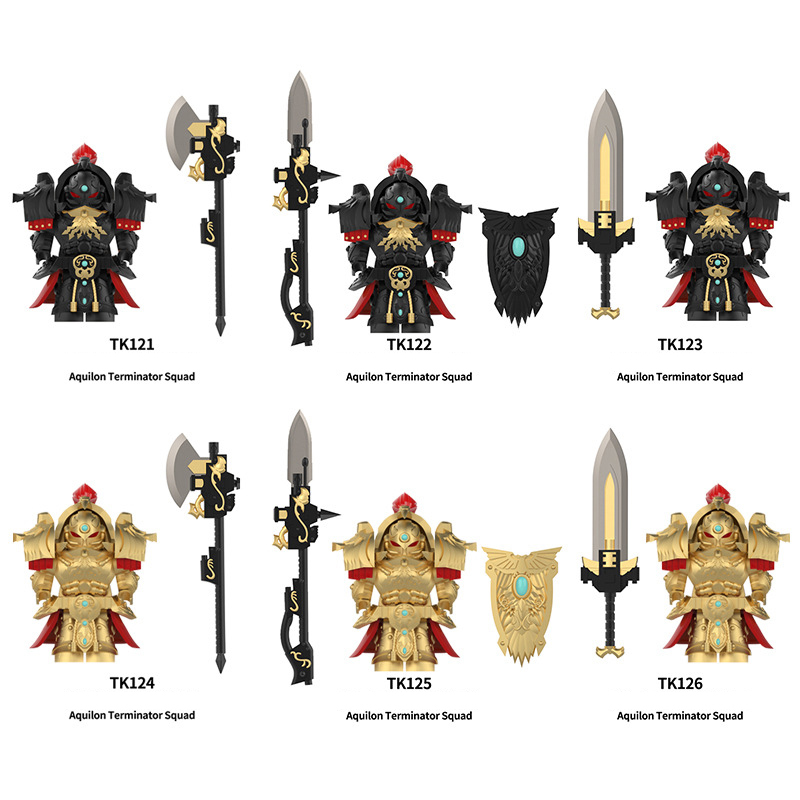 TK121-126 British Game Ultramarines Warhammer Blood Angels Minifigs Building Blocks Warrior Ultramarines Imperial Armour Helmet Toys Gift Boy