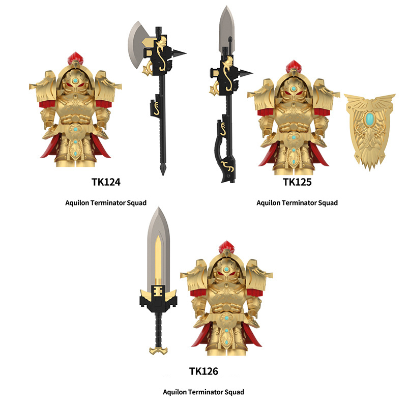 TK121-126 British Game Ultramarines Warhammer Blood Angels Minifigs Building Blocks Warrior Ultramarines Imperial Armour Helmet Toys Gift Boy