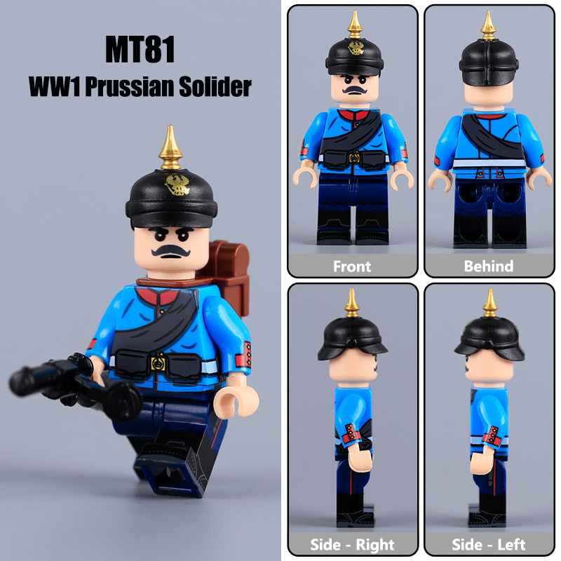 WW1 German Prussian Soldiers Minifigs Bricks Gun Helmet Compatibal Toy