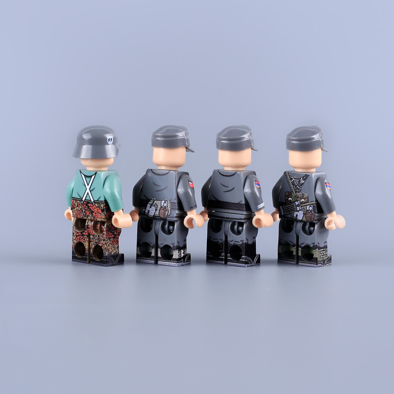 MTUV052 MTUV053 WW2 German Foreign Legion Minifigs Building Blocks UV Printing Russian Liberation Army Waffen-SS Obersturmführer Lieutenant Soldier Bricks Toys