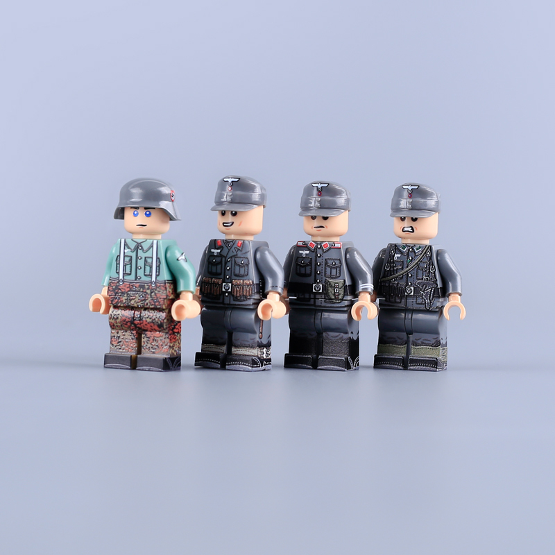 MTUV052 MTUV053 WW2 German Foreign Legion Minifigs Building Blocks UV Printing Russian Liberation Army Waffen-SS Obersturmführer Lieutenant Soldier Bricks Toys