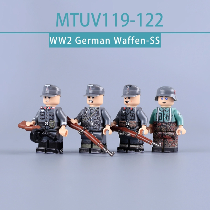 MTUV052 MTUV053 WW2 German Foreign Legion Minifigs Building Blocks UV Printing Russian Liberation Army Waffen-SS Obersturmführer Lieutenant Soldier Bricks Toys