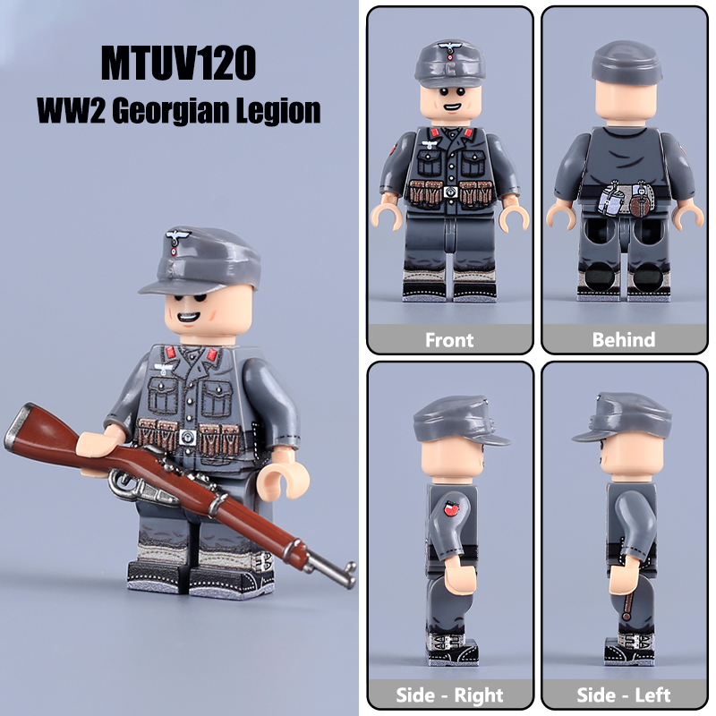 MTUV052 MTUV053 WW2 German Foreign Legion Minifigs Building Blocks UV Printing Russian Liberation Army Waffen-SS Obersturmführer Lieutenant Soldier Bricks Toys