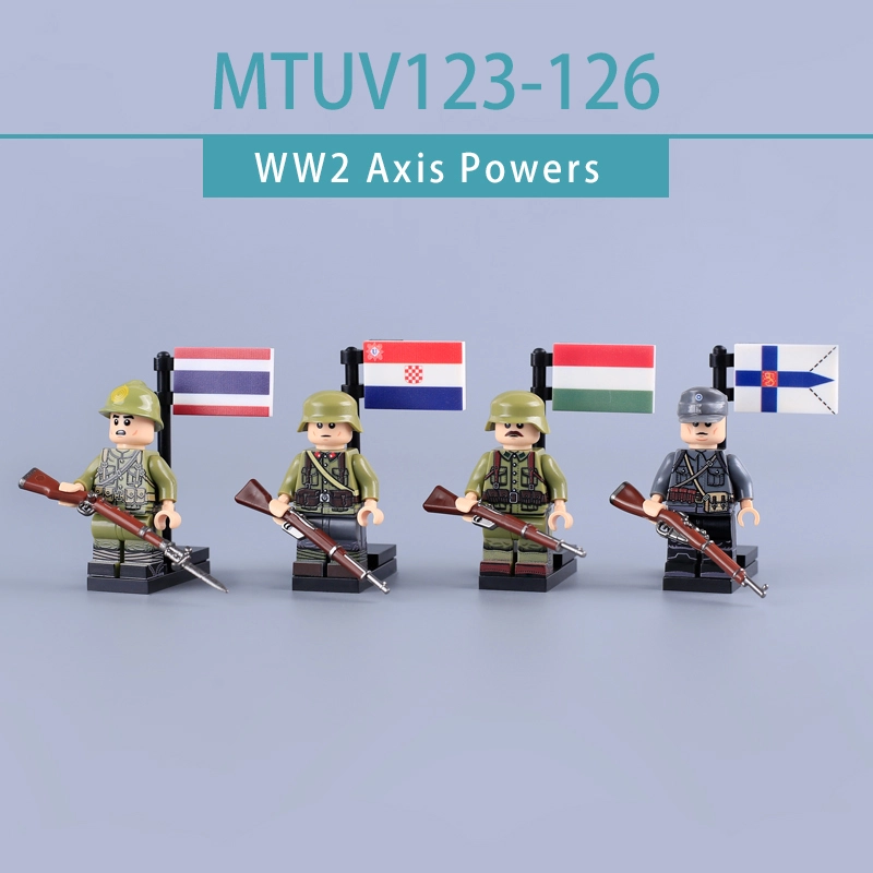 MTUV119-122 WW2 German Foreign Legion Minifigs Building Blocks UV Printing Waffen-SS Georgian ChildrenSoldier Bricks Toys