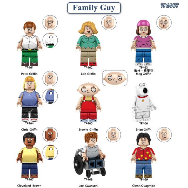 TP1057 Series Family Guy Mini Anime Frieren Action Figure Peter Griffin Building Blocks Meg Stewie Lois  Joe Children Gift Toys
