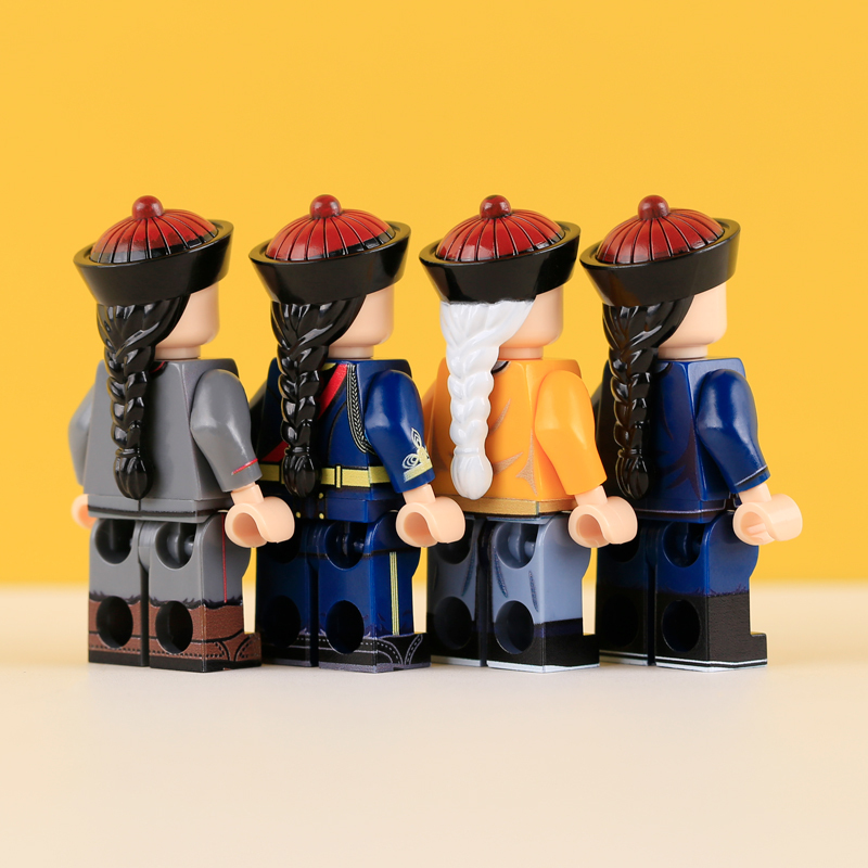 MTUV102-105 Military the Qing Dynasty Army Sentinel Bandsman Minifigs Building Blocks Horse Soldiers War Weapon Accessories Models Toys