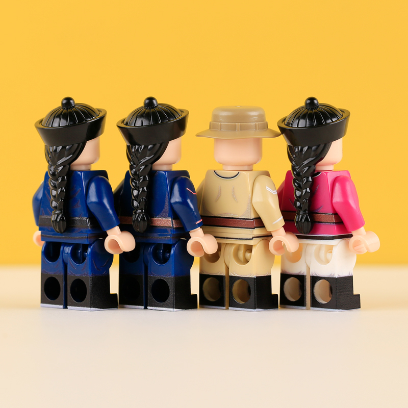 MTUV106-109 Military the Qing Dynasty Army Beiyang Solider Minifigs Building Blocks Horse Soldiers War Weapon Accessories Models Toys