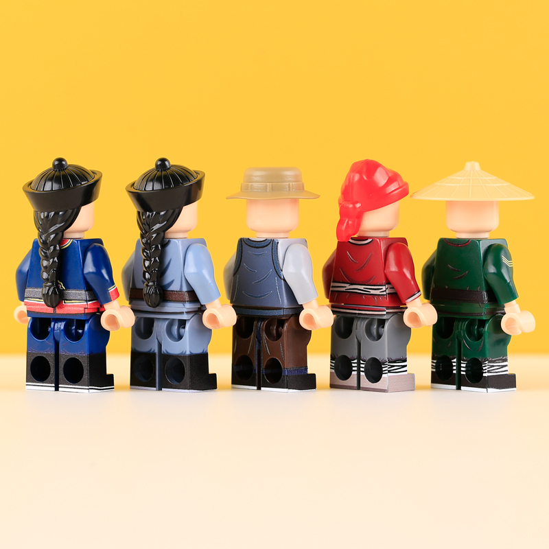MTUV110-113 Military the Qing Dynasty Army Beiyang Solider Minifigs Building Blocks Horse Soldiers War Weapon Accessories Models Toys