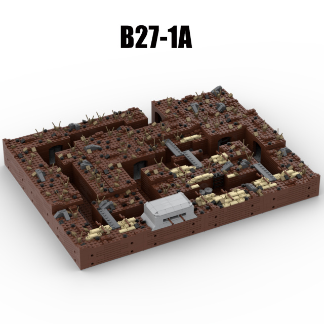 MOOXI Military Trench Set MOC Bricks WW2 Battlefield Action Figures Fortress German Ruins Weapons Gun Blocks Kids Boys Toys Gift