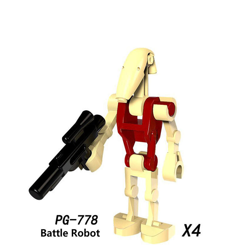 C009-014 Star Wars Minifigures Building Blocks Battle Droid Super Battle Droid Roger Action Mini Figures Assemble MOC DIY Weapon Game Bricks Educational Toys Gift for Children Boys