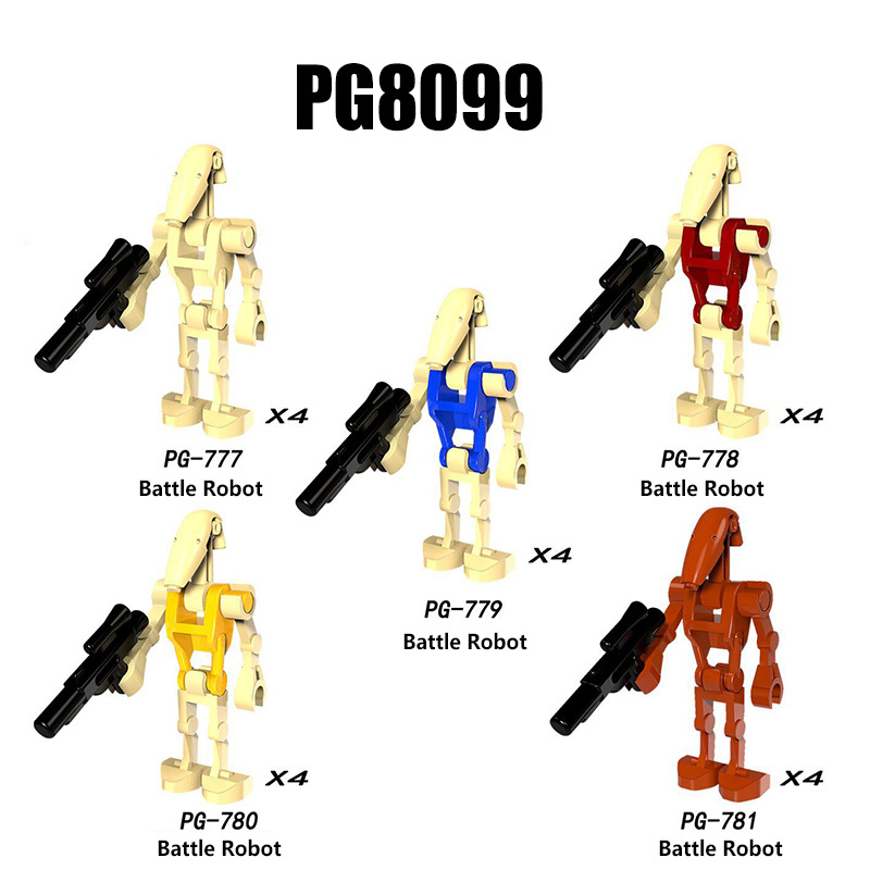 C009-014 Star Wars Minifigures Building Blocks Battle Droid Super Battle Droid Roger Action Mini Figures Assemble MOC DIY Weapon Game Bricks Educational Toys Gift for Children Boys