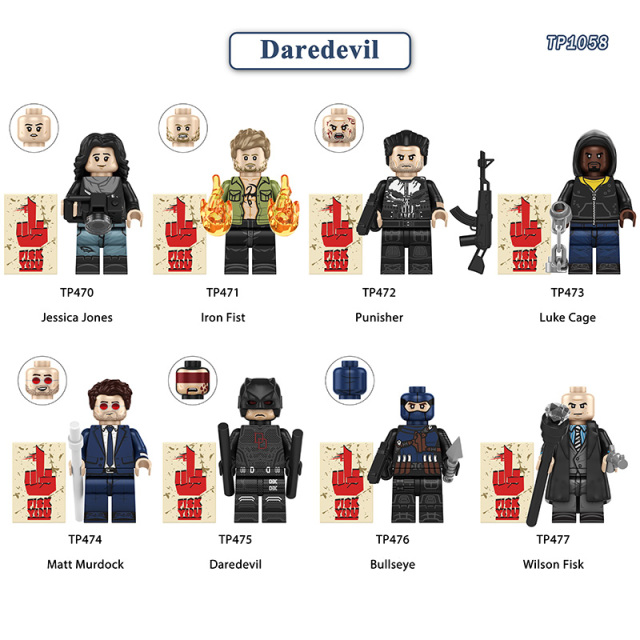 TP1058 Marvel DC Super Hero Marvel  Action Figures Jessica Jones Iron Fist Daredevil Minifigs Building Blocks Punisher Toys Children Gifts