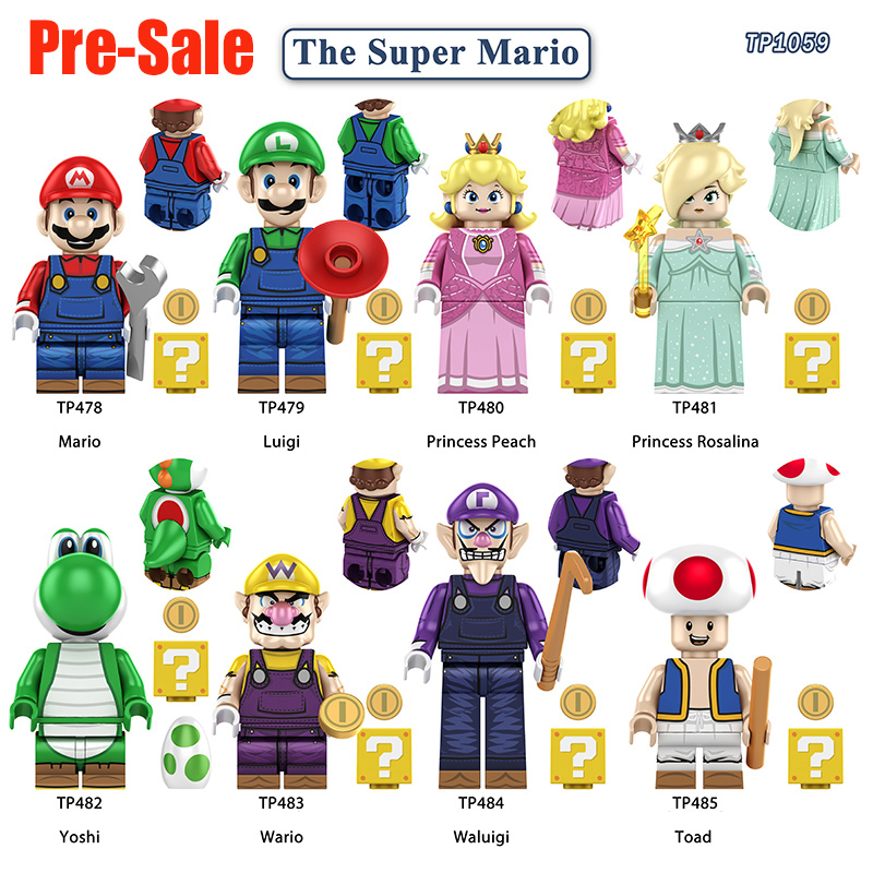 Mario Minifigs Bricks Princess Peach Yoshi Hat Accessories Conpatible