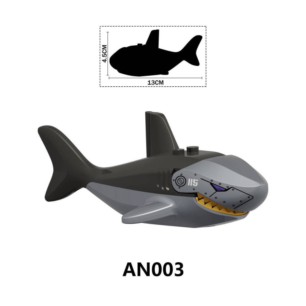AN001 AN002 MOC City Sea Ghost Zombie Shark Building Blocks Snow Monster Animals Bricks Assemble Children Toys Boys Gifts PG1042-1043
