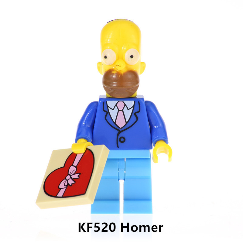 M1001 M1002 American Cartoon The Simpsons Minifigs Buildiing Blocks Marge Homer Action Figure Toys Gift Children