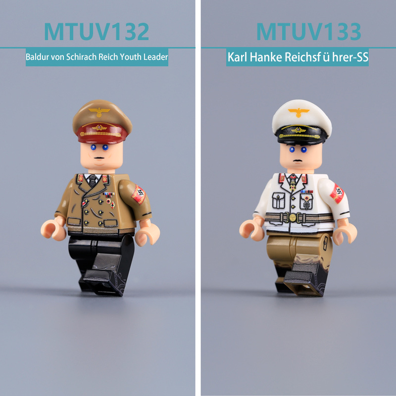 HTL027-028 WW2 German SA Leader Ernst Röhm Minifigs Building Blocks UV Printing Röhm SA Uniform Army Heinrich Himmler Soldier Bricks Toys